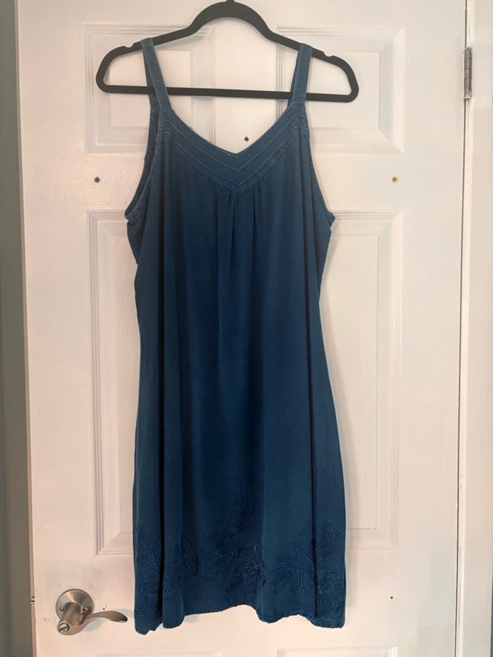 Blue Sleeveless V-Neck Sundress - Casual Slip Dress